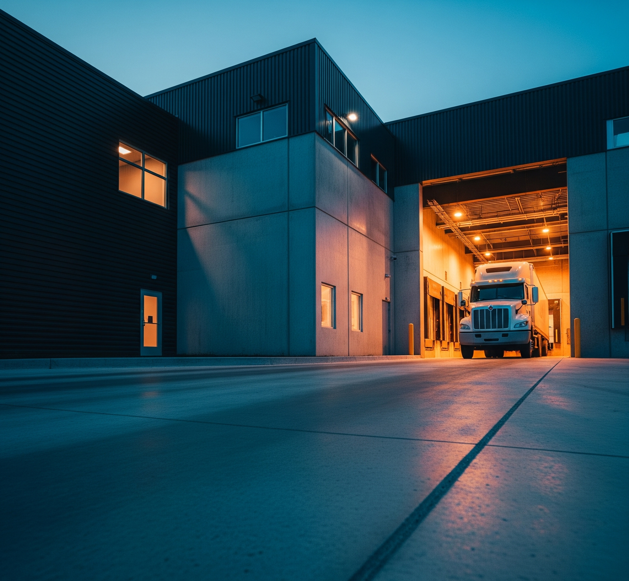 Heavy-duty concrete pavement at a commercial loading dock