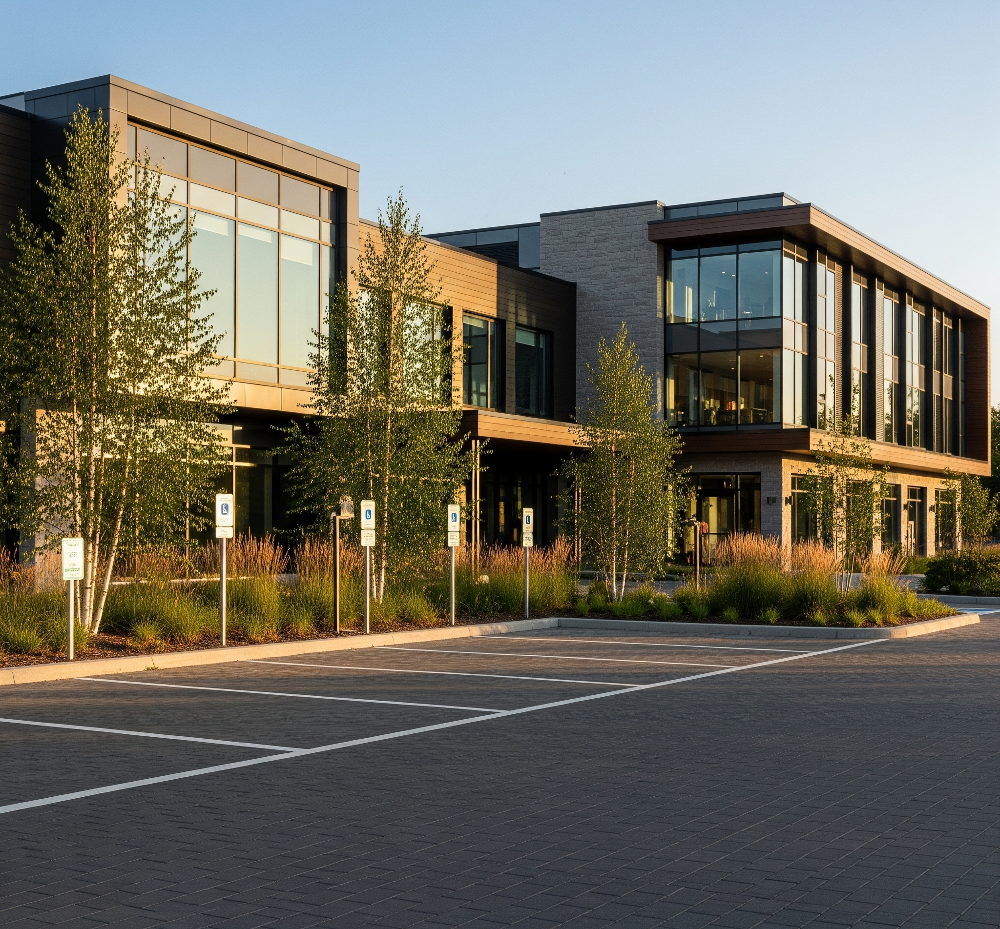 A large, durable interlock parking lot